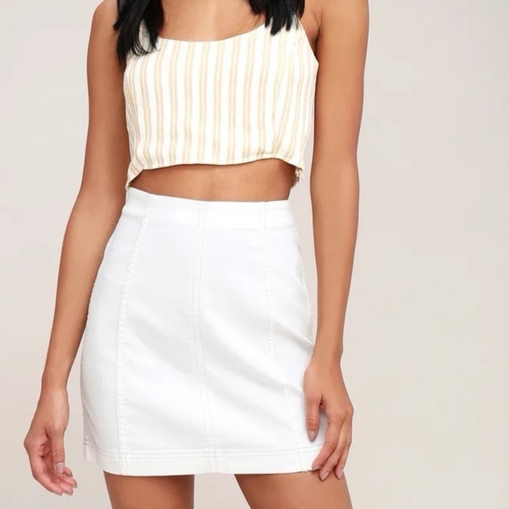 NWT Free People Modern Femme White Denim Mini Skirt